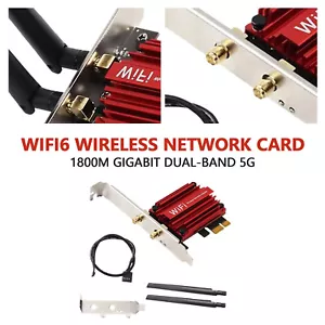WiFi 6E AX210 AXE5400 PCIe WiFi Card Tri Band Wireless Adapter for Desktop - Picture 1 of 18