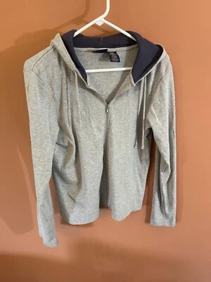 Sudadera con capucha Route 66 para mujer manga larga cremallera completa gris jaspeado azul talla L Foto 1 de 4