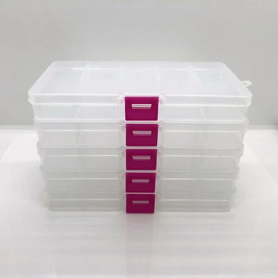 Paquete de 5 joyeros de plástico transparente contenedor de almacenamiento de cuentas pendientes rejillas organizador Foto 1 de 4