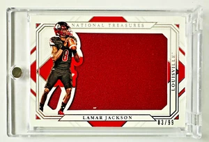 2021 National Treasures Collegiate LaMar Jackson Player Worn Jersey Card #/99! - Picture 1 of 3