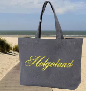 Helgoland Umhängetasche Shopper Strandtasche Glitzer 100% Baumwolle Gr. 60x40x14 - Picture 1 of 18