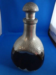 Art Deco Royal Holland Pewter Daalderop Pinched Glass Liquor Decanter ~ 1930’s - Bild 1 von 8