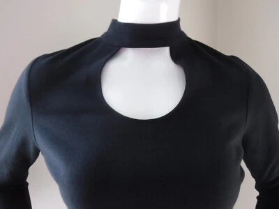 ¡Súper raro! ESTADO DE DISEÑO DE COLECCIÓN AÑOS 90 Top con cuello Gargantilla Llave Agujero Cremallera Trasera M. EE. UU. Foto 1 de 4