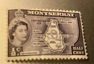 1952 Queen Elizabeth II half cent Montserrat stamp VF - Picture 1 of 1