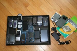 Lot of Mostly Working Vintage Cell Phones Samsung LG Palm Pilot iPhone