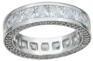 Anillo de banda eterna corte princesa princesa de plata esterlina de 1,00 quilates talla 5-9 - Imagen 1 de 3
