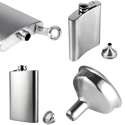 Best Flask 4oz 5oz 6oz 7oz 8oz 9oz Hip Flask Brushed Stainless Steel With Funnel - Image 1 of 4
