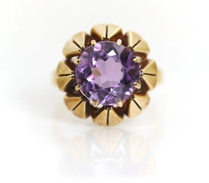 Vintage Amethyst Gelbgold Damenring Blume Stern 14kt – 585, Rg. 56 - Bild 1 von 9