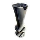 $453 Global Views Black White Marble Contemporary Fluted Bheslana Table Vase