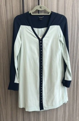 Club Monaco Long Sleeve Silk Colorblock Dress Womens Size 4 - Image 1 of 4