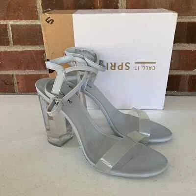 Call it Spring Ocalide Ankle Strap Block clear Heel Sandals Women US 10 NEW  - Image 1 of 4