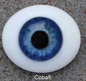 Reborn Doll Eyes, Glass Oval Flatback, Cobalt Blue 22mm - Foto 1 di 4