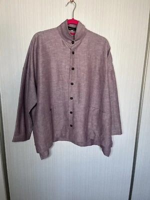 Eskandar Mandarin Collar Button Linen Wool Lavender Jacket Size 0 - Image 1 of 4