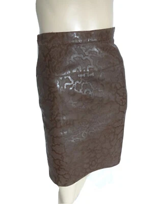 ВИНТАЖНЫЙ ИТАЛЬЯНСКИЙ VIA CONDOTTI МЯГКИЙ ШОКОЛАД ТЕКСТУРИРОВАННАЯ КОЖА ЮБКА-КАРАНДАШ РАЗМЕР 42/S - Изображение 1 из 4
