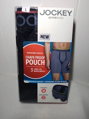 3 Pack Jockey Microfiber Stretch Briefs Black Size L 36-38 Chafe Proof Pouch - Image 1 of 4