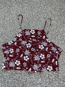 Floral Crop Open Back Tie Back Top Women UK Size 10 Petite - Picture 1 of 4