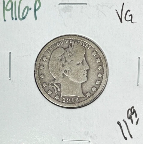 1916-P BARBER SILVER QUARTER ~ VG ~NICE COIN~ Cover