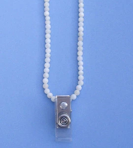 Seashell beaded id badge necklace w clip BDG330001 - Picture 1 of 1