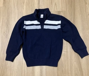 Gymboree Quarter Zip Mock Neck Cotton Navy Blue Striped Sweater Boys 7 - 8 - Picture 1 of 6