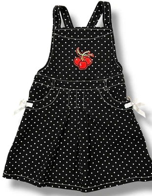 Mono Reciclado Niñas Pequeñas 5T Vestido Jersey Añadido Bordado Cereza Parche Foto 1 de 4