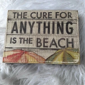 Letrero de madera placa decoración del hogar la cura para cualquier cosa es la playa rústica usada - Imagen 1 de 8