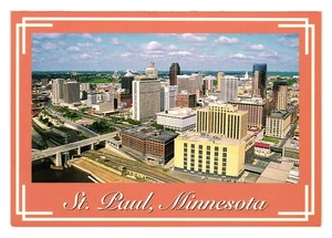 Vintage St Paul Minnesota Postcard City Skyline Mississippi River View Roadside - Picture 1 of 2