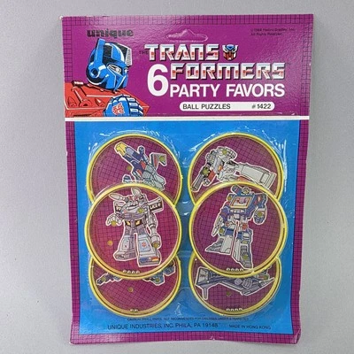 Vintage Transformers Party Favors Ball Puzzles Game 6 Pack Unique Hasbro 1984 - Image 1 of 4