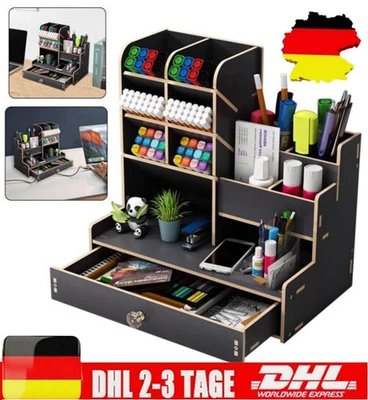 Schreibtisch Organizer aus Holz Büro Organizer Dokumentenablage Stifthalter ﻿ - Bild 1 von 4