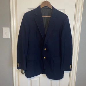 Stanley Blacker Blazer Jacket Navy Gold Buttons Men's 40 Short - Picture 1 of 2