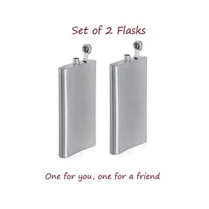 2-Pack 12 oz Liquor Pocket Hip Flask Stainless Steel Whiskey Screw Cap Flagon - Photo 1/6