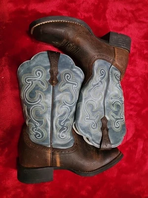 Bota de Vaquero ARIAT Mujer Quickdraw Marrón Teal Cuero Talla 7.5 B Estilo # 10004720 Foto 1 de 4