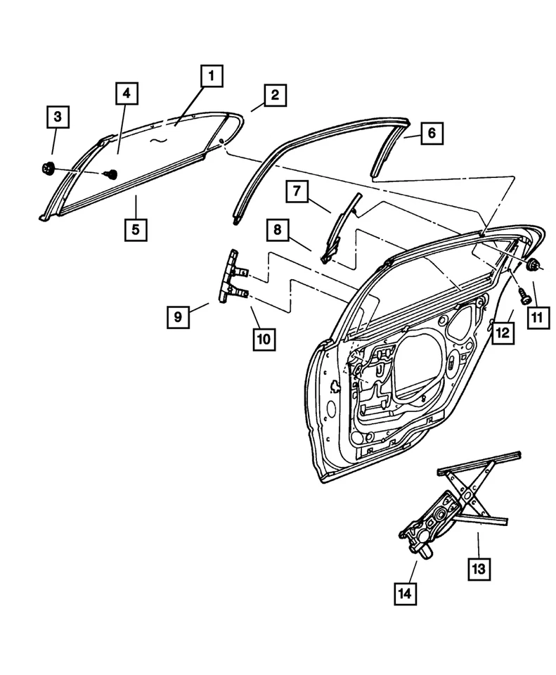 Restripa climática de vidrio empotrado para puerta trasera Mopar genuina derecha 4780162AI Foto 1 de 1