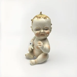 Vintage 1950s TMJ James CRYING PIANO BABY Figurine APRIL Bisque PORCELAIN Kewpie - Picture 1 of 9