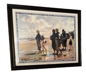 John S Sargent signierter Druck "Oyster Gatherers Of Cancale". Gerahmt fertig zum Aufhängen - Bild 1 von 6
