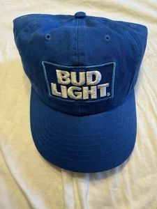 Bud Light Hat Cap Blue Beer Adjustable Strap Back OSFM NWOT - Picture 1 of 4
