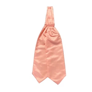 New Men's Polyester Ascot Cravat Necktie Wedding Formal party prom Solid Peach - Picture 1 of 2