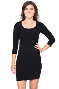 M.Rena Damen U-Ausschnitt 3/4 Ärmel dehnbar tailliert Bodycon Kleid - Bild 1 von 7