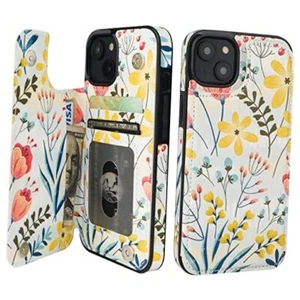  for Case Wallet with Card Holder Pattern Back Flip iPhone 13 Floral Flower - Picture 1 of 7