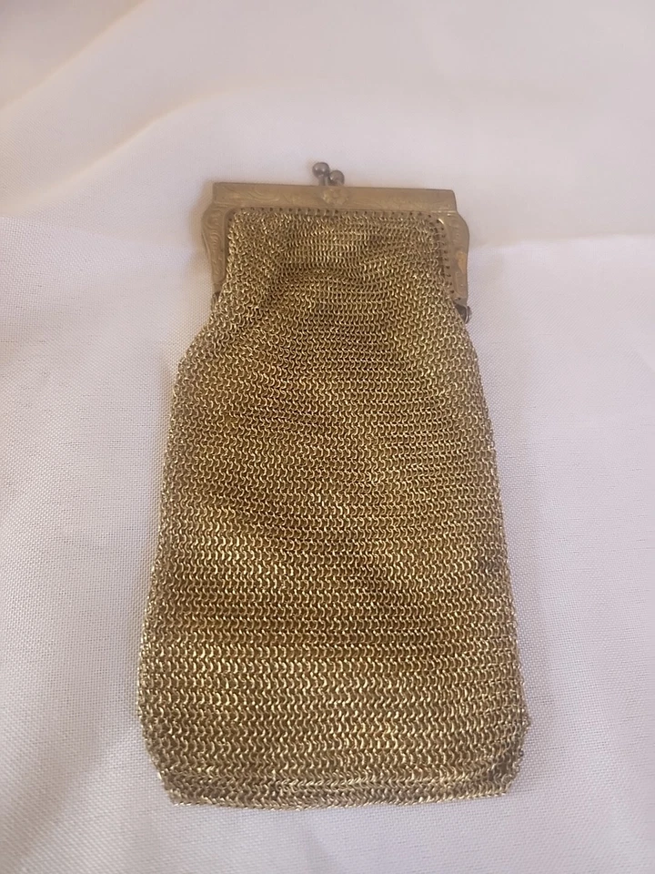 Antique Art Nouveau Purse Embossed German Silver Chainmail Mesh Evening Bag - Image 1 of 4