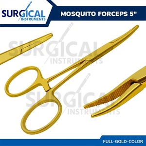 Hemostat Mosquito Forceps 5" Curved Full Gold Surgical Stainless German Grade - Picture 1 of 9