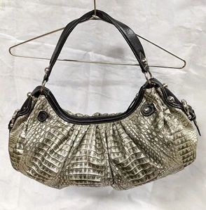 Charlie Lapson Handbag - Silver Ziptop Hobo / Top Handle Bag - Picture 1 of 3