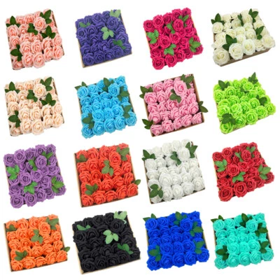 US 25/50pcs Artificial Flowers Real Looking Foam Rose Decoration DIY for Wedding - Image 1 of 4