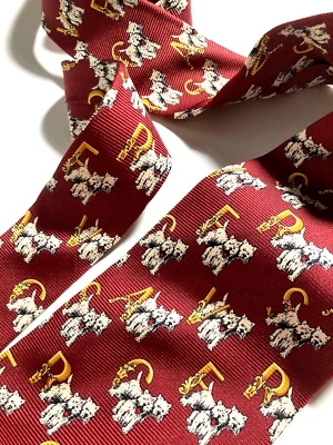 GIANNI VERSACE VINTAGE AÑOS 90 TERRIER BARROCO LOGO CRAZY TIE DOG ITALIA ROJO... - Imagen 1 de 4