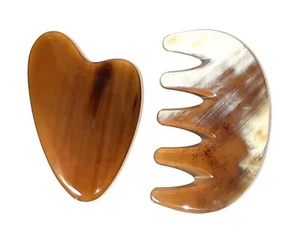 Herramientas Gua Sha, 2 PIEZAS Herramientas de Masaje Guasha Hechas a Mano para Cara, Cabeza, Espalda, Cuerpo... - Imagen 1 de 3