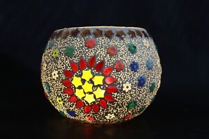 Vintage Glass Candle Holder Bowl Moroccan Style Tea Light Candle Holder Bowl