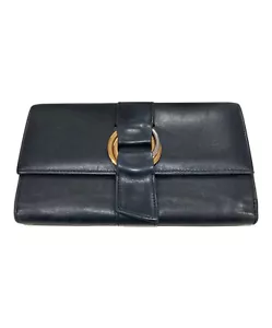 Cartier Trinity Trifold Wallet Long Wallet Black Metal Hardware Auth Women's - Picture 1 of 7