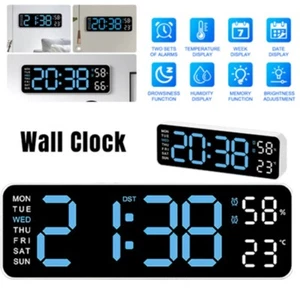 LED Large Digital Wall Clock Desk Remote Control Temperature Display Date Week - Picture 1 of 11