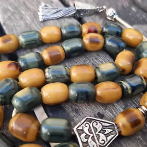 Vintage Gebet gepresster Bernstein Bakelit Tasbih Perlen alter islamischer Misbaha Rosenkranz 35 - Bild 1 von 11