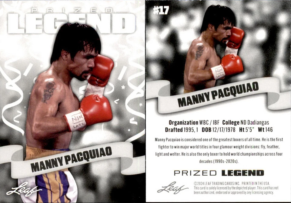 2024 Hoja PRECIADA LEYENDA MANNY PACQUIAO #17 BOXEO Foto 1 de 1