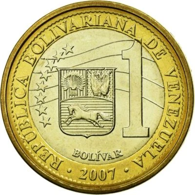 Venezuela | 1 Bolivar Coin | Palomo Horse | Simon Bolivar | 2007 - 2012 - Image 1 of 4